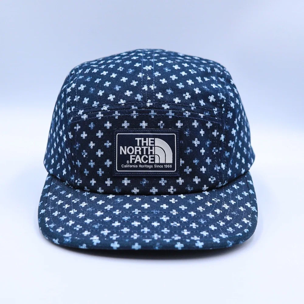 The North Face Blue California Heritage Hat 5 Panel Cap Unisex OS Cross Pattern